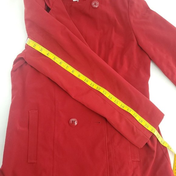 Croft & Barrow Red Double Breasted Pockets Long Sleeve Hooded Coat Size … - Picture 7 of 13